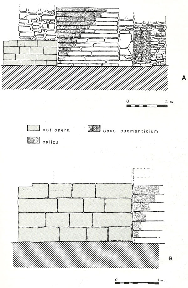 Ejemplo de técnicas constructivas romanas (Bendala y Núñez, 1999)